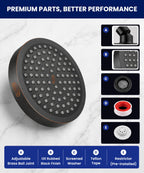 GURIN Shower Head - Powerful High Pressure Rain Shower Head 6 Inch - Luxury Rainfall Showerhead with Adjustable Angles, 90 Anti-Clog Nozzles, Tool-Free 1-Min Install, Premium Oil Rubbed Bronze Finish