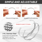 MEALGUET Stainless Steel Mens Cuff Bracelet : Polished 2 Pcs Stackable Metal Minimalist Open Cuffs Bangle Bracelet Set for Men,Mens Jewelry Gift, Silver
