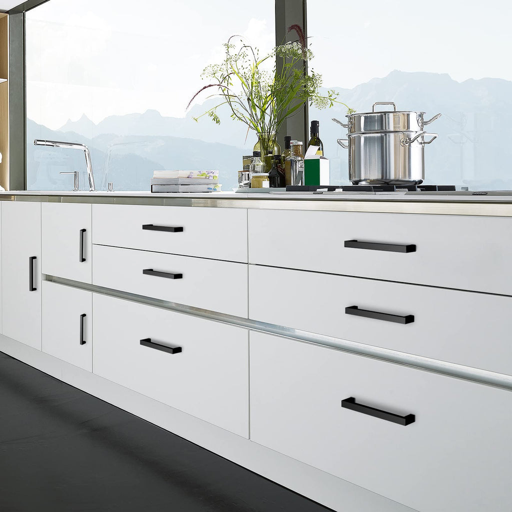 NISUOIEN Matte Black 5 Inch Cabinet Handles, 30 Pack Cabinet Pulls
