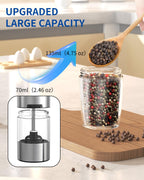 CIRCLE JOY Gravity Electric Salt and Pepper Grinder Set Automatic Salt and Pepper Grinder Set with LED Light, Battery Operated, Adjustable Coarseness, Large Capacity, for Home Kitchen BBQ, Black