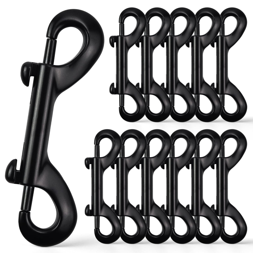12 PCS Double Ended Snaps, 3.5 Inch Zinc Alloy Trigger Metal Clip, Black Double Ended Snap Hooks for Pet Dog Leash, Water Bucket Hooks, Key Holder, Carabiner, Home, Farm, Other Indoor and Outdoor.