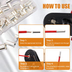 mankk 305 Pcs Wire Ferrules Kits Silver Plated Copper Crimp Terminal Connector 8 Sizes AWG (1/0 2/0 2 4 6 8 10 12) Sleeves Insulated Cord Pin End Terminal
