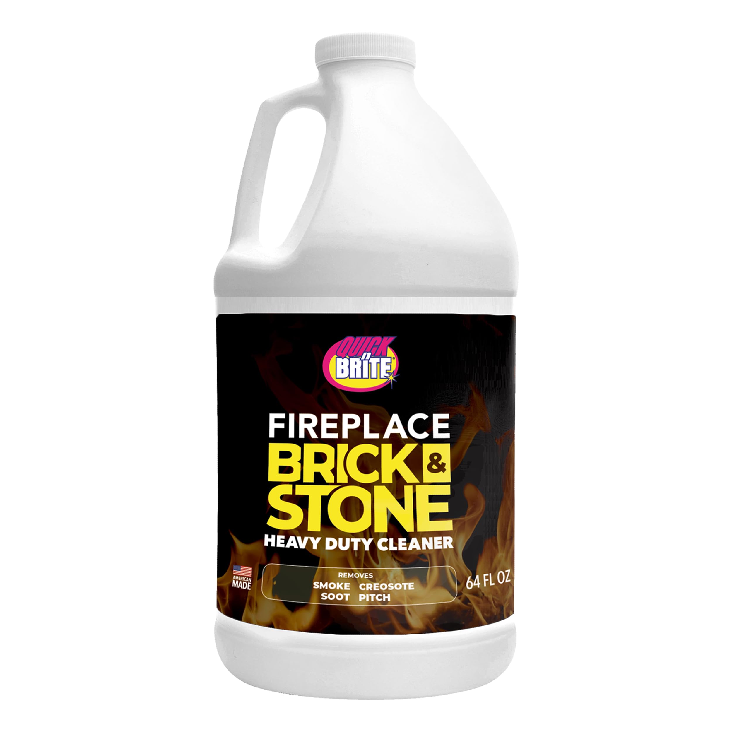Quick 'n Brite Fireplace Gel Cleaner for Brick, Stone, Rock, Tile, and Marble, Nonabrasive Fireplace Cleaner, Made in the USA, 64oz