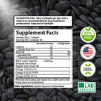 Black Seed Oil Capsules – Organic Cold Pressed Black Cumin Oil, High TQ Nigella Sativa, 1000mg per Capsule, 3 Month Supply - 180 Softgels