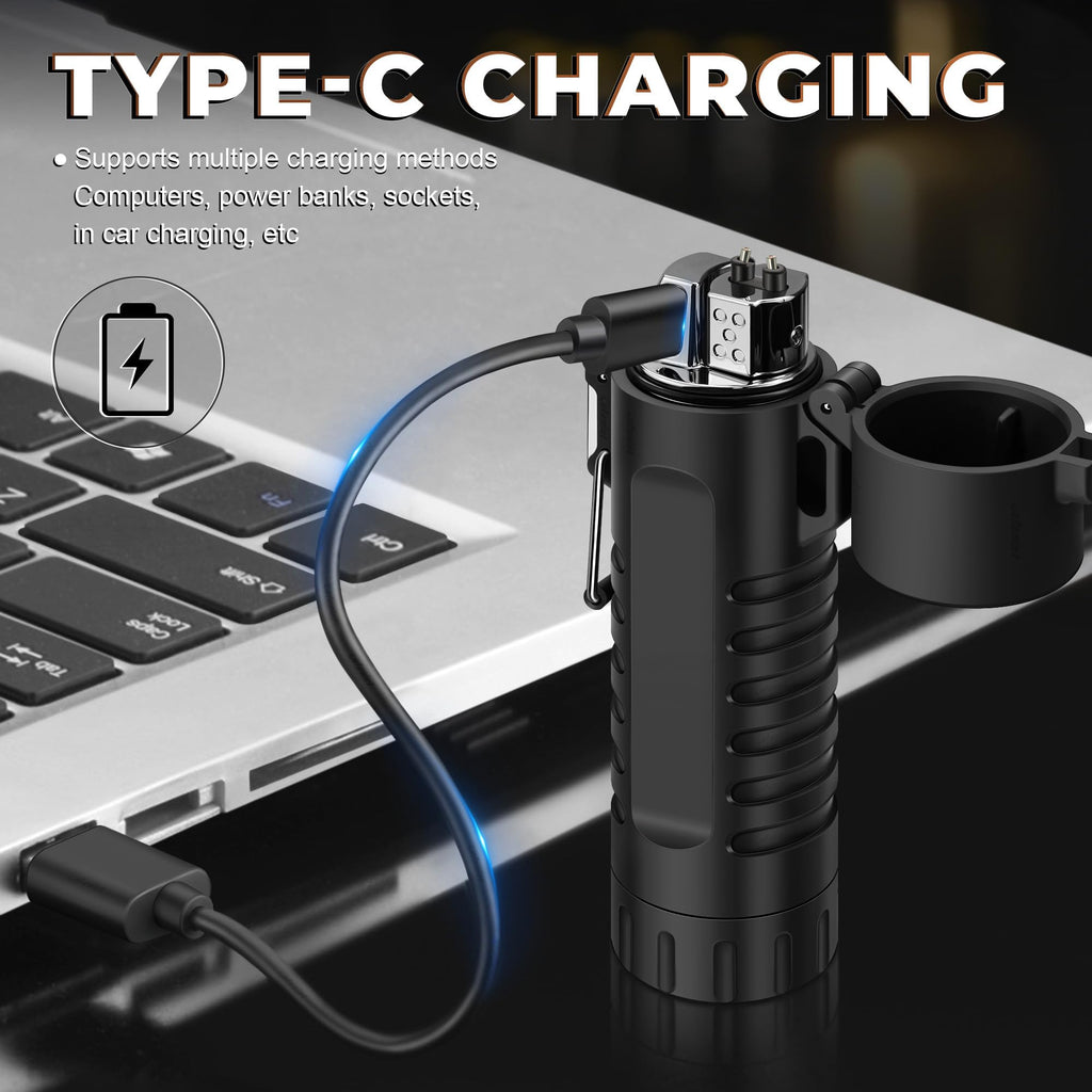 Lafagiet Electric Lighter, USB C Rechargeable, with LED Battery Display, Flashlight, 360° Flexible extendable Arc Lighters for Candle, Camping, Outdoor Adventure