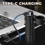 Lafagiet Electric Lighter, USB C Rechargeable, with LED Battery Display, Flashlight, 360° Flexible extendable Arc Lighters for Candle, Camping, Outdoor Adventure