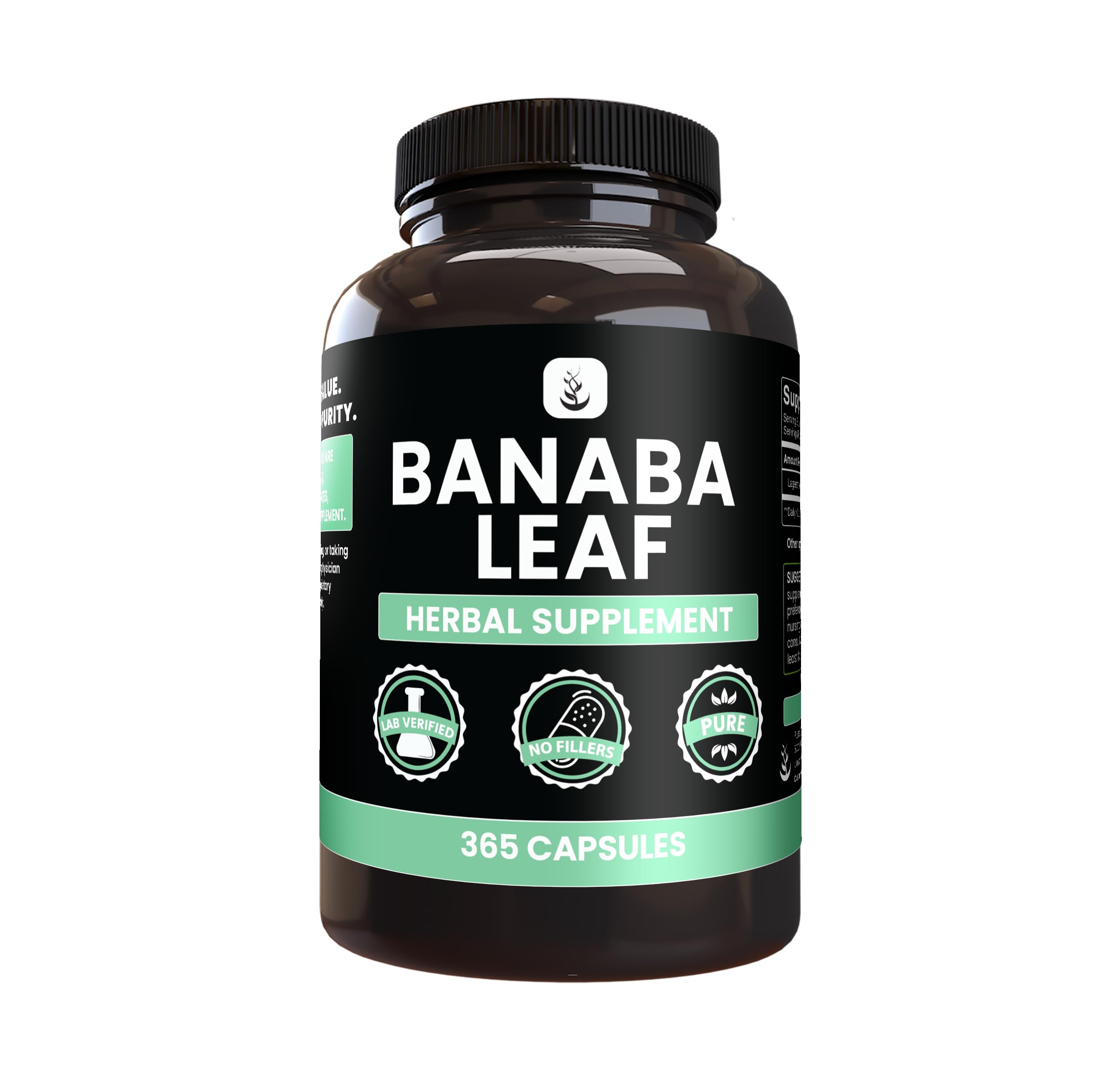 PURE ORIGINAL INGREDIENTS Banaba Leaf Extract (365 Capsules) No Magnesium Or Rice Fillers, Always Pure, Lab Verified