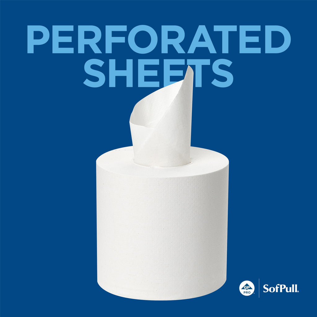 Georgia-Pacific SofPull Centerpull 2-Ply Mini Toilet Paper by GP PRO, 19516, 500 Sheets Per Roll, 16 Rolls Per Case, White