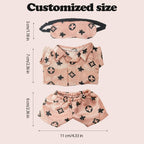 Clothes Compatible with LABUBU Doll - 3PCS Classic Set, 17cm Doll Clothes Designer Outfit for Cozy Night Theme, Stylish Luxury Pajama Accessories for Labubu, No Doll (Rosy Sleepwear Set)