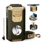 5-in-1 Torch Lighter with Cutter, Punch, Holder, Draw Enhancer, and Triple Windproof Jet Flames, Refillable Butane Lighters with Gift Box, Multi-Function Lighter Accessories, Cool Lighters for Men