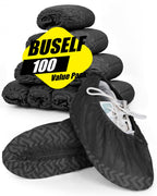 Buself X-Large 200 Count Shoe Covers Disposable Non-Slip, Premium Cloth Boot Covers, Slip-resistant, Durable, Breathable, Non-toxic, Recyclable, Stretchable Fits Up to Size 13 US Men - Black