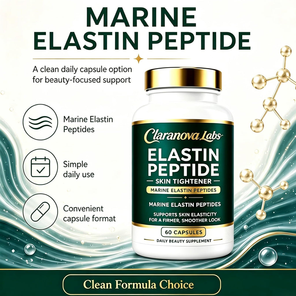 Xjrwac Claranova Elastin Peptides, Marine Elastin Peptide Skin Tightening Formula, 60 Capsules (3Pack)