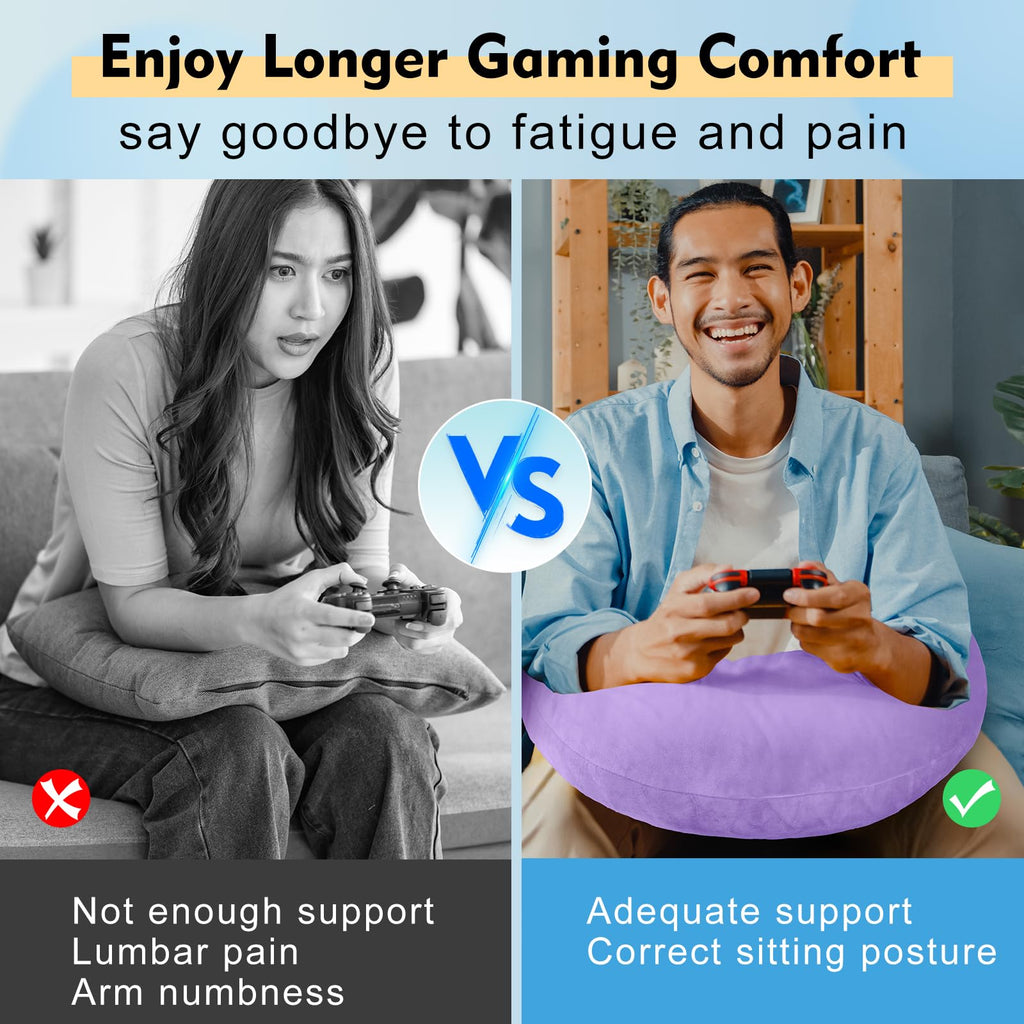 vamorry Gaming Pillow Arm Support Pillow for Bed & Sofa: Ergonomic U-Shaped Lap Pillow with Elbow Rest for Adults & Kids - Reduces Arm Pain & Fatigue During Gaming, Reading, Working & Crocheting