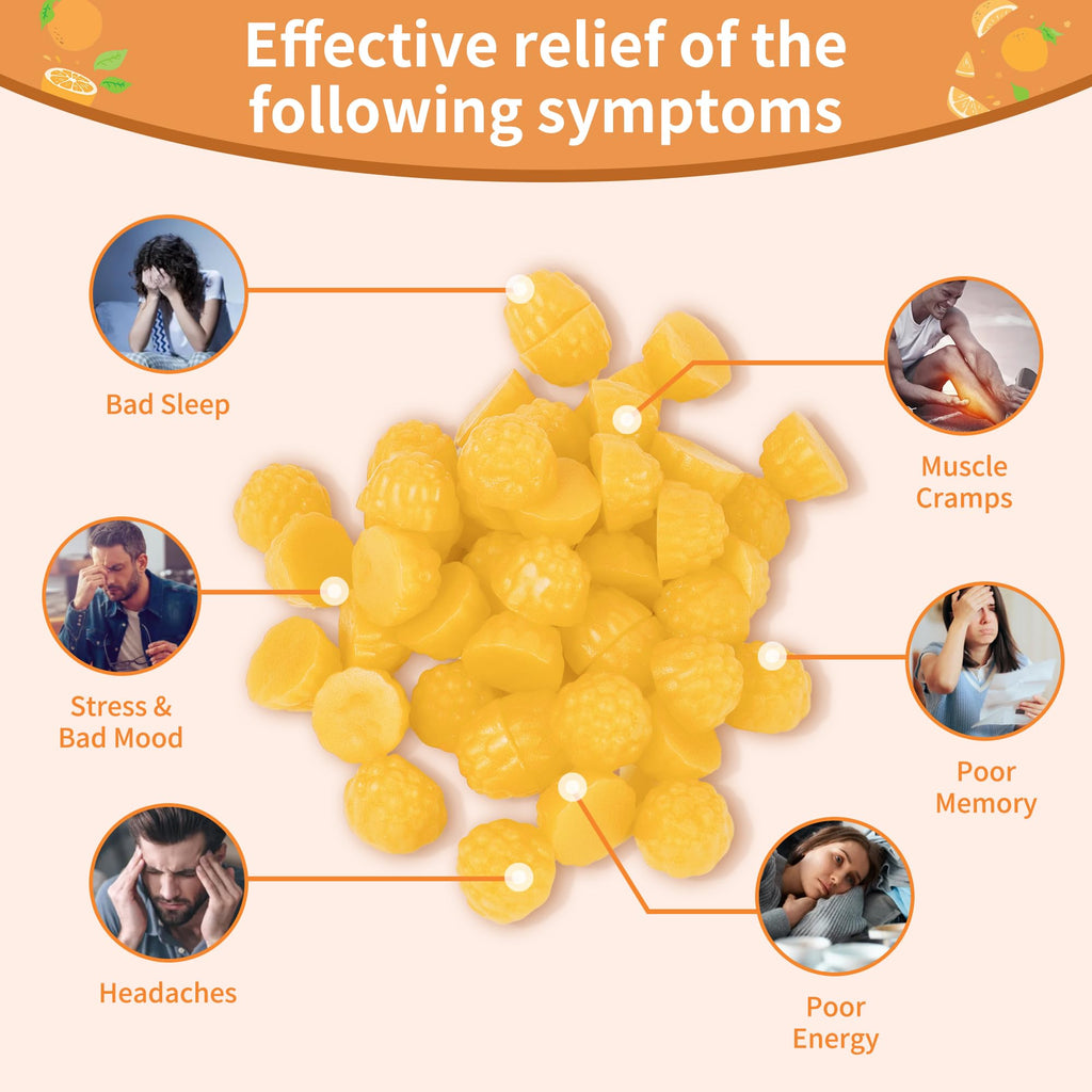 Magnesium Glycinate Gummies 1000mg - Sugar Free Magnesium Potassium Supplement with Vitamin D, B6, CoQ10 for Calm Mood & Sleep Support - 120 Orange Gummies -2 Pack