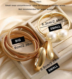 Chunky Gold Bangle Bracelets for Women, Dainty 14k Gold Plated Big Pearl Bangles Set, Trendy Statement Cuff Bracelet Stack Fashion Jewelry Gifts Summer Vacation Outfits