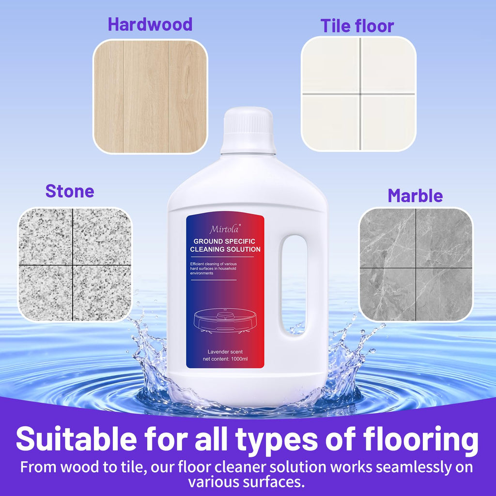 Mirtola Multi-Surface Floor Cleaning Solution Compatible with Dreame Cleaning Solution, Lavender Scent, Deep Clean, Suitable for All Mopping Robot Vacuums and Cordless Wet/Dry Mops (1000 ml)