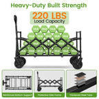 Blomoba 35" Extra Long Folding Wagon with Adjustable Handle & Wheels, Black