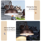 Diyel Solar Barn Lights for Outside, Outdoor Wall Light Solar Powered, Farmhouse Exterior Wall Sconce, Industrial Outside Lighting Fixture, Rustic Bronze White Lanterns for Barn Shed Coop Garage Patio