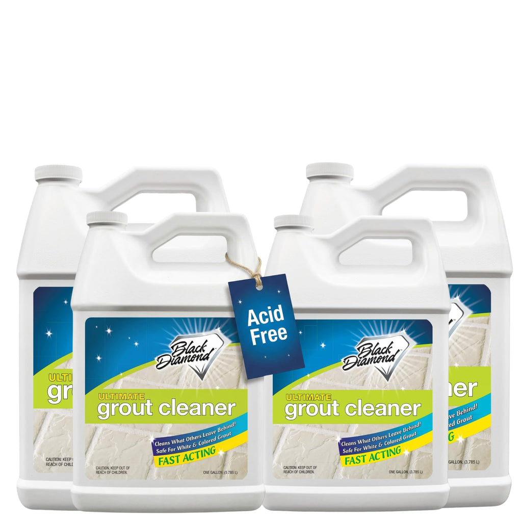 Black Diamond Stoneworks Ultimate Grout Cleaner for Tile Floors — Acid-Free Deep Cleaner Removes Grease, Dirt & Soap Scum Without Damaging Grout — Safe for Marble and All Natural Stone (4-Gallons)