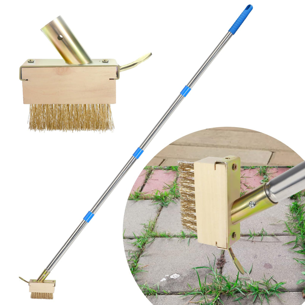 Juxifyron Crack Weeder, Moss Remover Tool, Manual Crevice Weeding Tool, Weed Puller Tool with 67-inch Long Handle for Deck, Paver, Patio, Walkway, Driveway - 2 Brush Heads 2026V