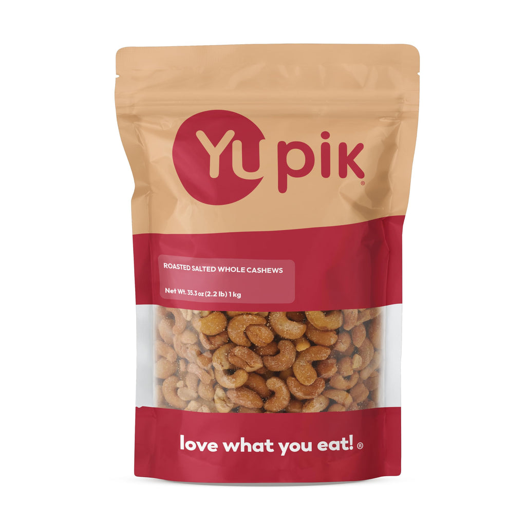 Yupik Roasted Salted Whole Cashews, 2.2 lb (35.2 oz), Gluten-Free, Kosher, Vegan, Seasoned Nuts, Lightly Coated with Salt, Source of Protein & Iron, Crunchy, Savory Snacks