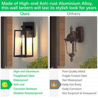 MAXvolador Outdoor Wall Lantern, Large Exterior Waterproof Wall Sconce Light Fixture, Black Anti-Rust Mount Lights Glass, E26 Porch Patio Lighting
