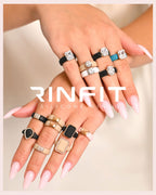 Rinfit Silicone Ring with Metal Plate & CZ for Women - Pack C, Size 8