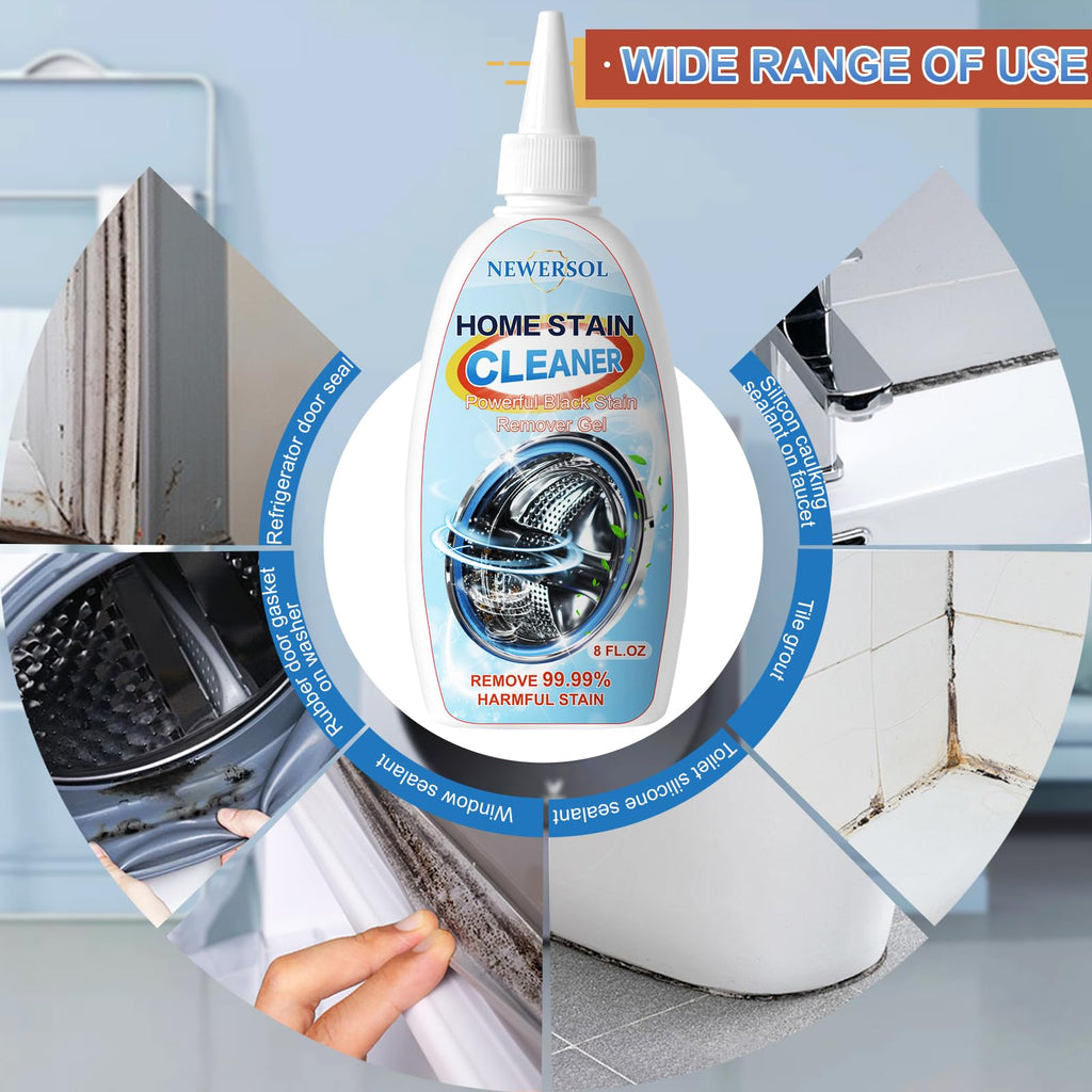 NEWERSOL Black Stain Remover Gel Washing Machine Cleaner Housefold Stain Removal Gel for Front Loader Washer Grout Cleaner Kitchen Sink Showers Bathroom and Floor Tile 8Fl Oz（2-Pack）