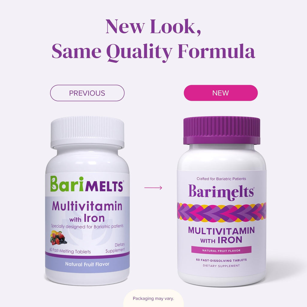 BariMelts Bariatric Multivitamin with Iron, 180 Fast-Dissolving Tablets (3-Month Supply), Sugar-Free Bariatric Vitamins for Women, Natural Fruit Flavor