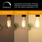 Ascher Dimmable Vintage LED Edison Bulbs, 6W, Equivalent 60W, 700lm, Warm White 2700K, 80+ CRI, ST58 Antique LED Filament Bulbs, E26 Medium Base, Clear Glass, Pack of 6
