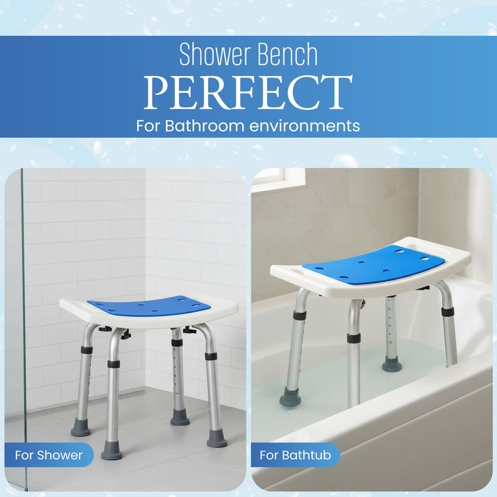Dr.Kays Shower Chair for Inside Bathroom 350 lbs Shower Stool with Adjustable Height, Portable Heavy-Duty Bath Bench Padded Seat for Inside Tub Bathroom Chair for Elderly and Disabled FSA/HSA Eligible