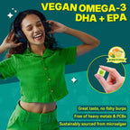 2 Pack Algae Omega 3 Gummies 1000mg, Plant Based DHA 460mg & EPA 230mg, Omega 3 Fish Oil Alternative for Adults, Plus MethylFolate, Vitamin B12, Phosphatidylserine, No Fishy Taste, Vegan, Sugar Free