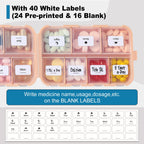 14 GRIDS Travel Pill Organizer Box with Labels - Travel Medicine Case Kit - Pocket Daily Pharmacy Container - Travel Medication Holder Dispenser for Fish Oil Vitamin Supplement Storage - Pink