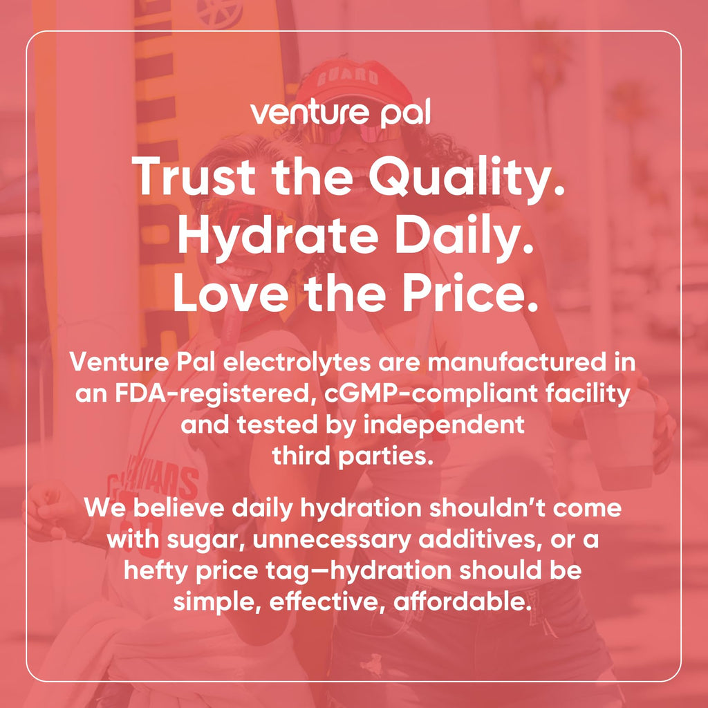 Venture Pal Sugar Free Electrolytes Powder Packets - Liquid Daily IV Hydration Packets | Instantly Hydrating & Party Recovery | 5 Vitamins & 7 Electrolytes | Certified Vegan, Keto, Non-GMO | 16 Sticks