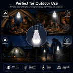 Solar Light Bulbs for Indoor Home and Chicken Coop, Outdoor Waterproof Camping Lamps for Tent, Rechargeable LED Solar Lights for Shed Night, Emergency, 2-Pack