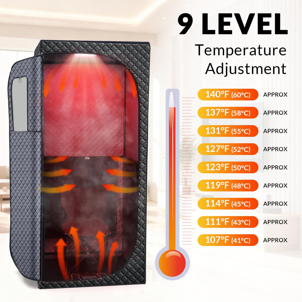 Veloqore Dry Infrared Sauna, Saunas Box with Red Light Therapy for Relaxation, Detox and Muscle Relief, 9 Levels Up to 140°F Personal Indoor Saunas Tent, Portable Sauna for Home, Bedroom, Living Room