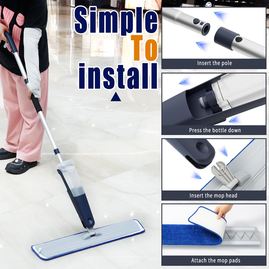 Spray Mops for Floor Cleaning, Commercial Dust Mops, Blue, 1-Pack