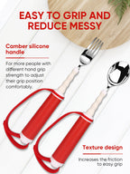 Adaptive Utensils for Disability Gadgets Swivel Fork Spoon Easy Grip Safe Stainless Steel,for Hand Tremors Parkinson's patients, 360° Rotatable Alzheimers Handicap accessories for daily living Elderly