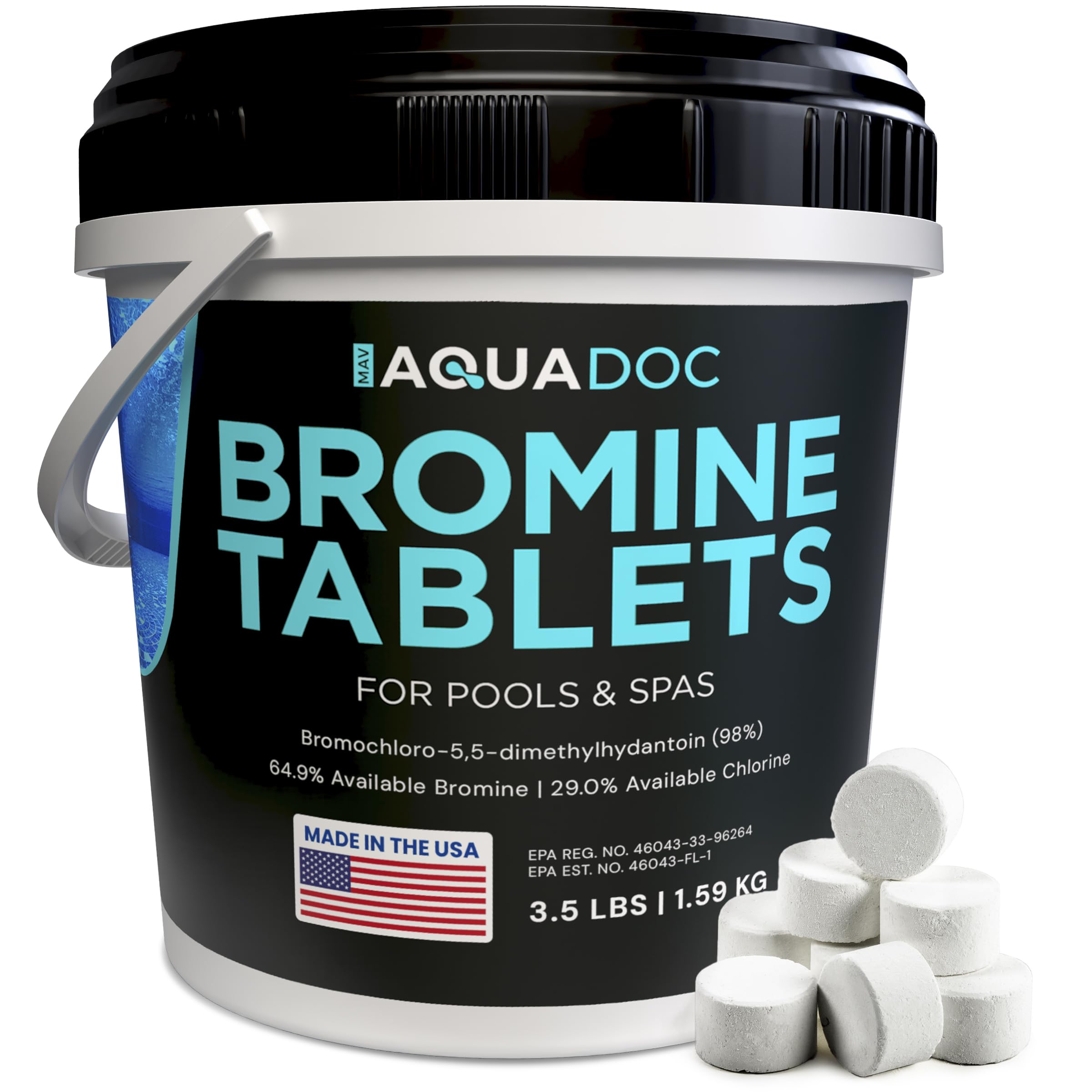 AquaDoc Bromine Tablets for Spa Hot Tub - 3.5lbs Sanitizing Bromine for Hot Tubs - 1 Inch Spa Tablets