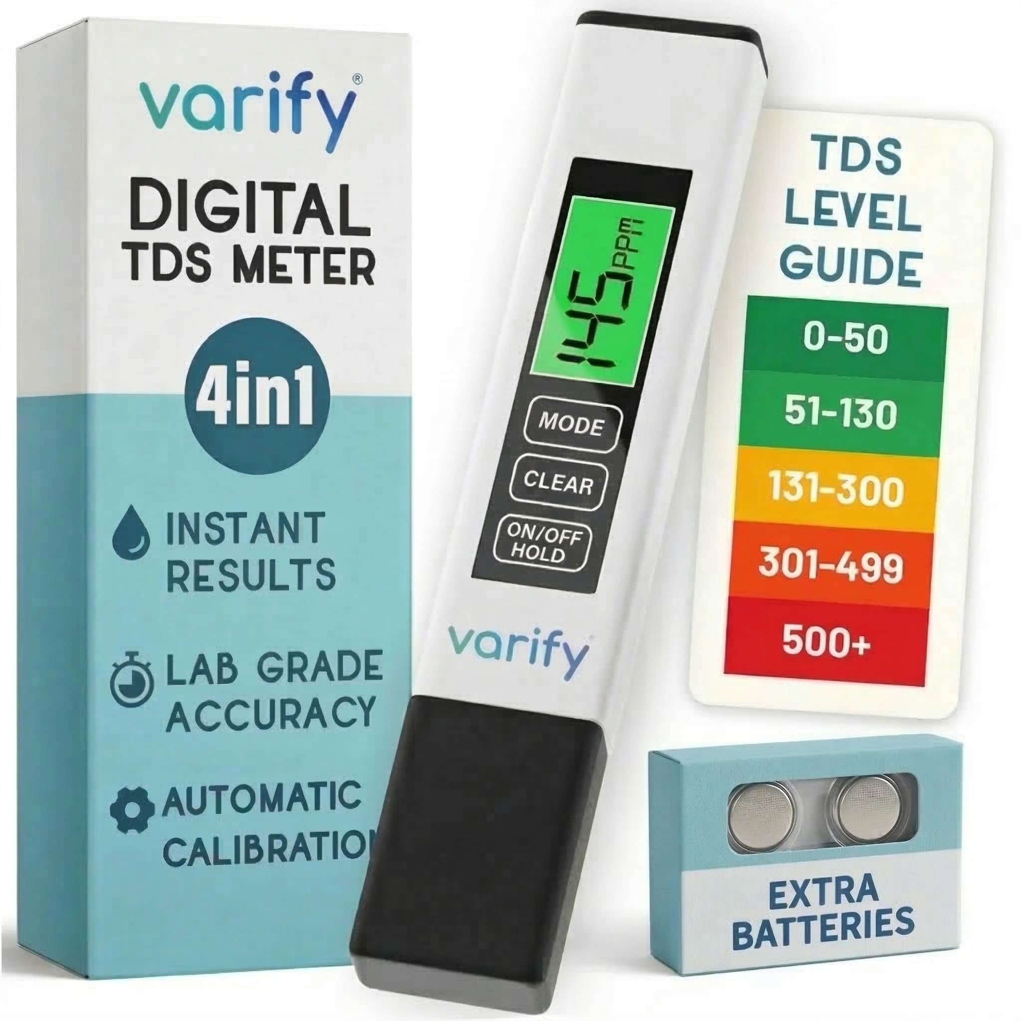 Varify TDS Meter Digital Water Tester for Drinking Water Instant 4in1 Test