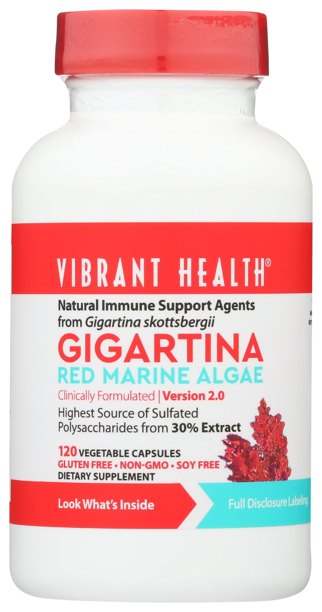 Vibrant Health, Gigartina Red Marine Algae, Plant-Based Immune Support, 60 Capsules