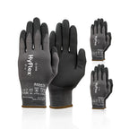 Ansell HyFlex 11-840 Ergonomic Abrasion-Resistant Nylon Spandex Nitrile Coated Industrial Gloves for Automotive, Fabrication - XXL (11) Grey (3 Pairs)
