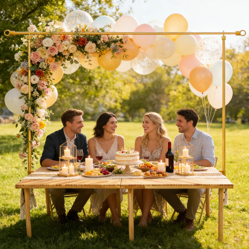 Over The Table Rod Stand with Clamps, Gold Table Arch Stand with Clamps