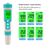 Pool Salt Tester - Multifunctional 5 in 1 Salinity, PH, TDS, EC, and Temperature Meter, Pool Salinity Testing Kit, Digital Salinity Tester for Swimming Pool,Saltwater, Sea Water, Aquarium