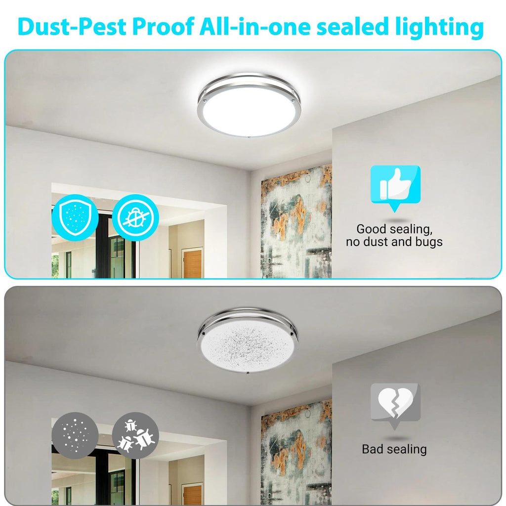 libtit 10Inch Flush Mount Ceiling Lights, 18W Dimmable LED Ceiling Light 3000K-6500K Adjustable, Brushed Nickel Light Fixture for Closet Pantry Hallway Kitchen Bathroom-1 Pack