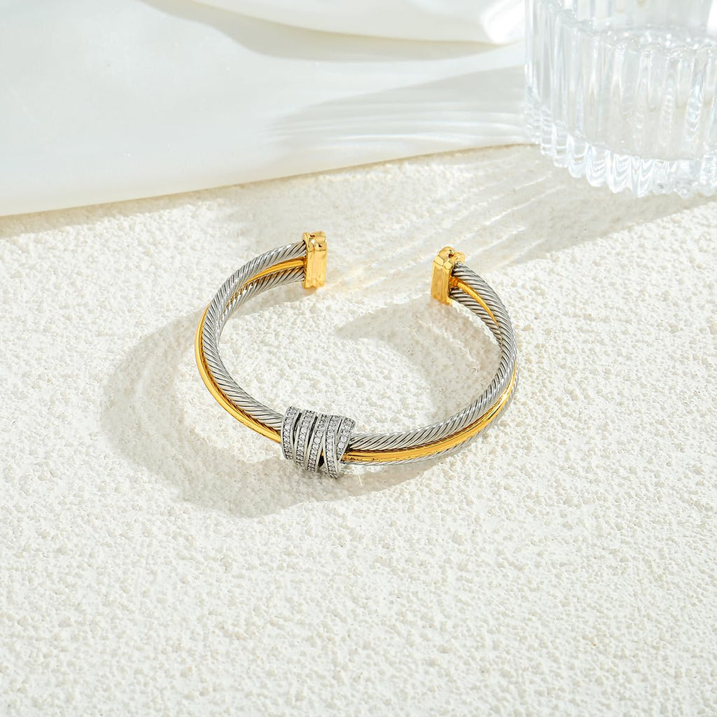 LILIE&WHITE Gold Bracelets For women With Cubic Zircon Chic Gold Bangle