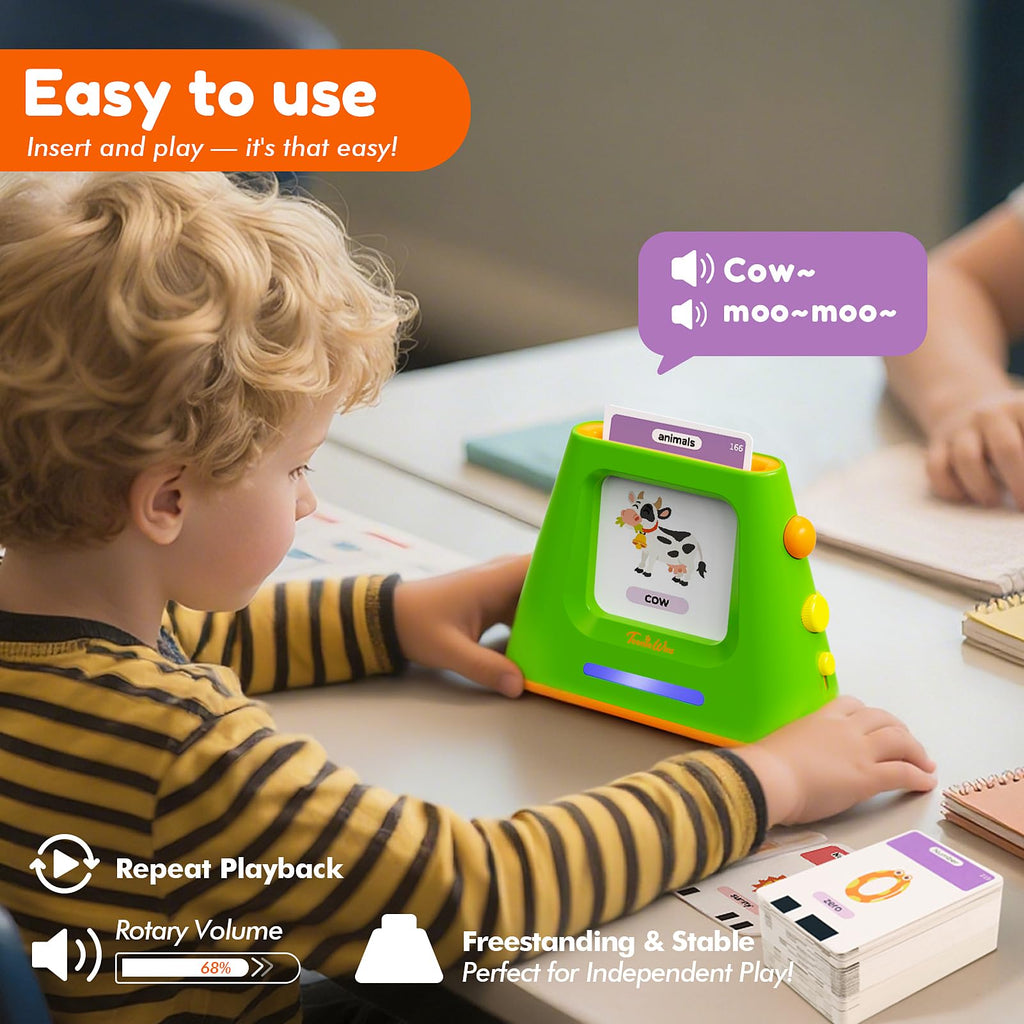 Teeniewins Talking Flash Cards for Toddlers: Self-standing & Dual-Speed Learning Toys with 448 Sight Words - Speech Therapy Toys for Autism Montessori Education - Birthday Gifts for Boys Girls Sensory