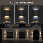 UGDLUCK Solar Wall Light Outdoor,3000/4000/6000K 3 Modes Dusk to Dawn Lighting Wall Sconce IP67 Waterproof Up and Down Solar Lights Outdoor for House, Garage, Porch,Doorway (2 Pack)