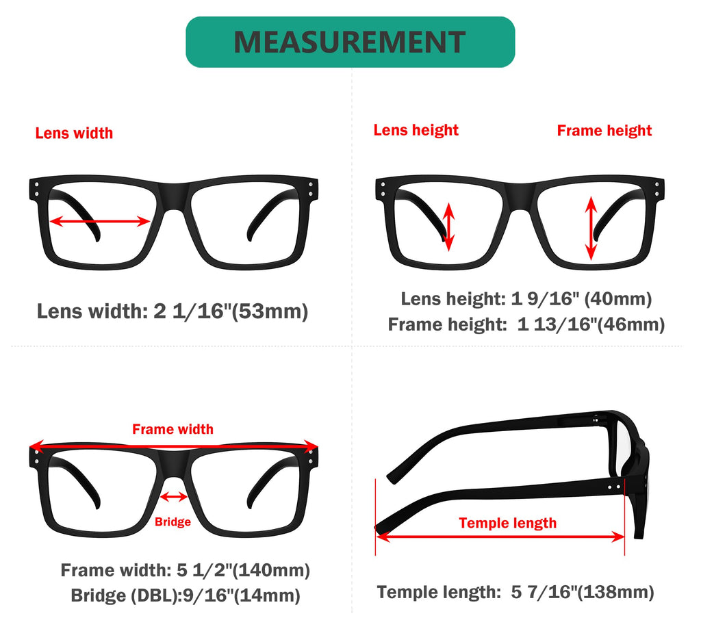Eyekepper Oversized Reading Glasses Square Large Frame Readers for Men and Women - Black +1.50