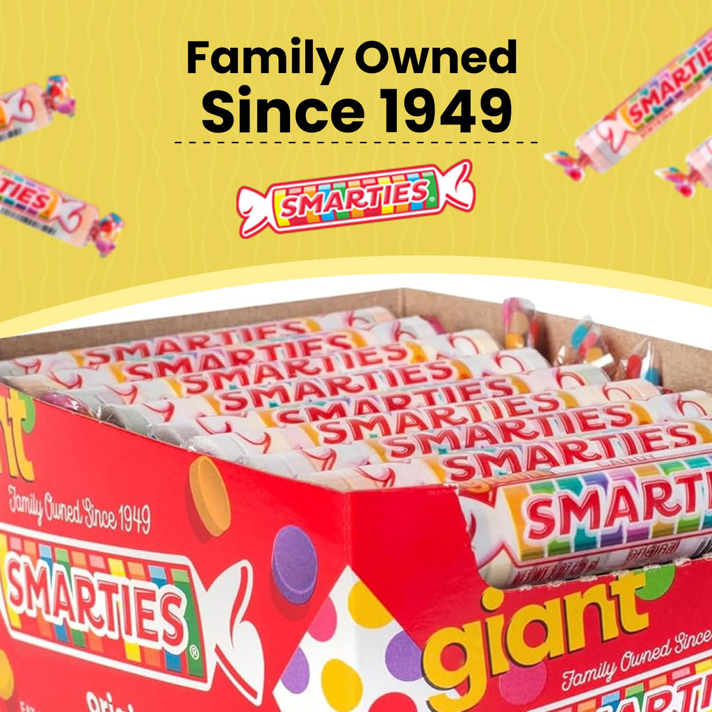 Smarties Candy Giant Rolls - Gluten & Vegan Free - Classic Sweetness From Family Owned Company Since 1949, Peanut & Dairy Free - Individually Wrapped Bulk Halloween Candy- 2.2 Pound (Pack of 2)